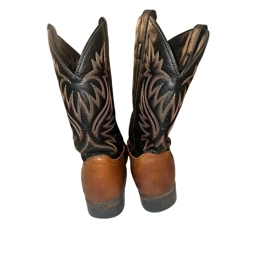 Laredo 4248 Men’s Cowboy Boots Brown Black Western Leather Boots Size 9 EW